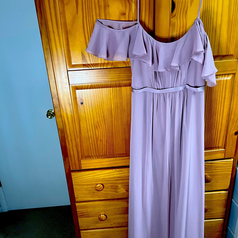 David’s Bridal Lavendar Flutter Sleeve Dress. Worn Once
